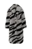 Dark Grey Zebra Pattern Imitation Oversized Long Faux Fur Shearling Coat sold by Zapaka