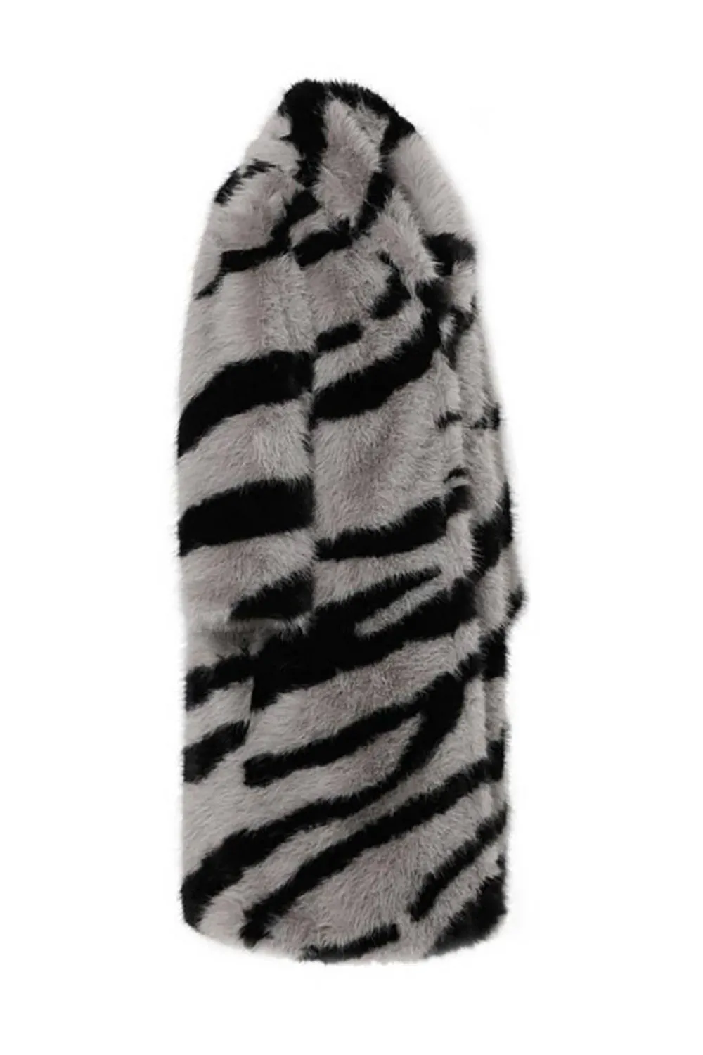Dark Grey Zebra Pattern Imitation Oversized Long Faux Fur Shearling Coat sold by Zapaka product image thumbnail 4