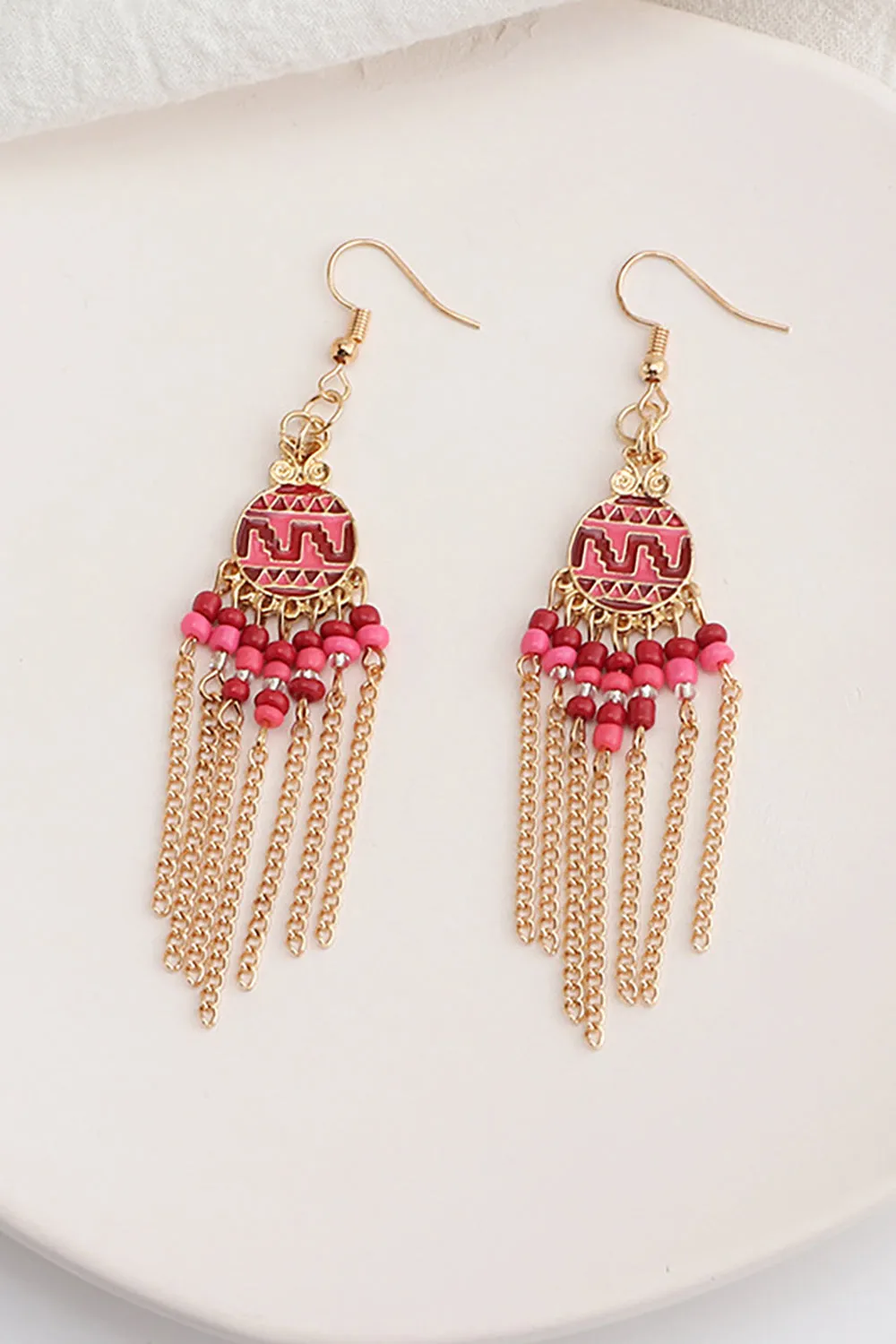 Pink Boho Style Drop Earrings sold by Zapaka product image thumbnail 3