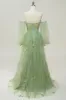 Green Off The Shoulder Long Sleeves A-Line Prom Dress sold by Zapaka