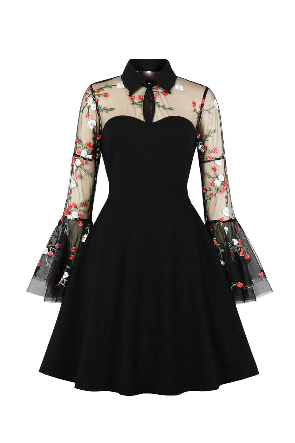 Black Long Sleeves Halloween Dress with Embroidery sold by Zapaka