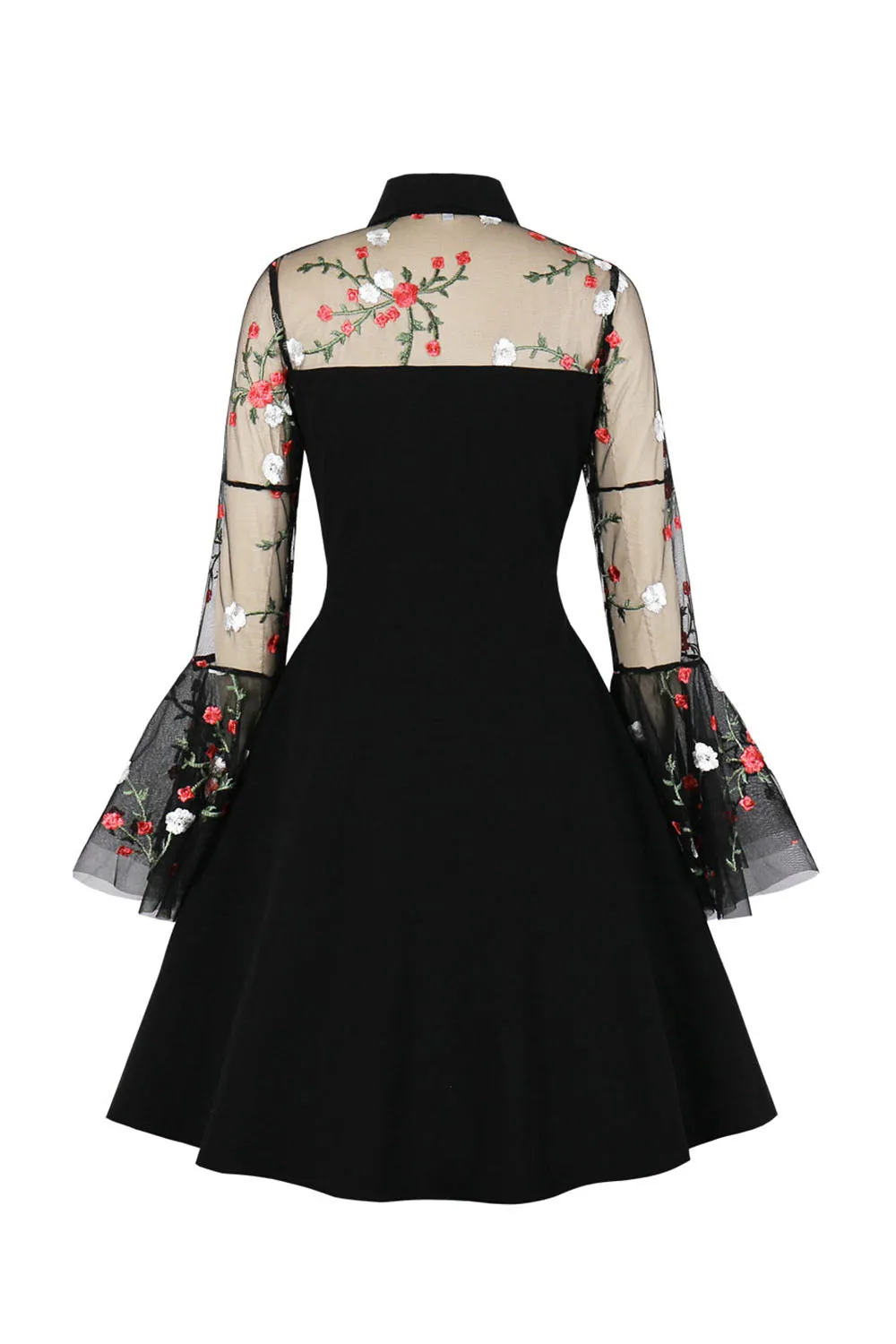 Black Long Sleeves Halloween Dress with Embroidery sold by Zapaka product image thumbnail 2