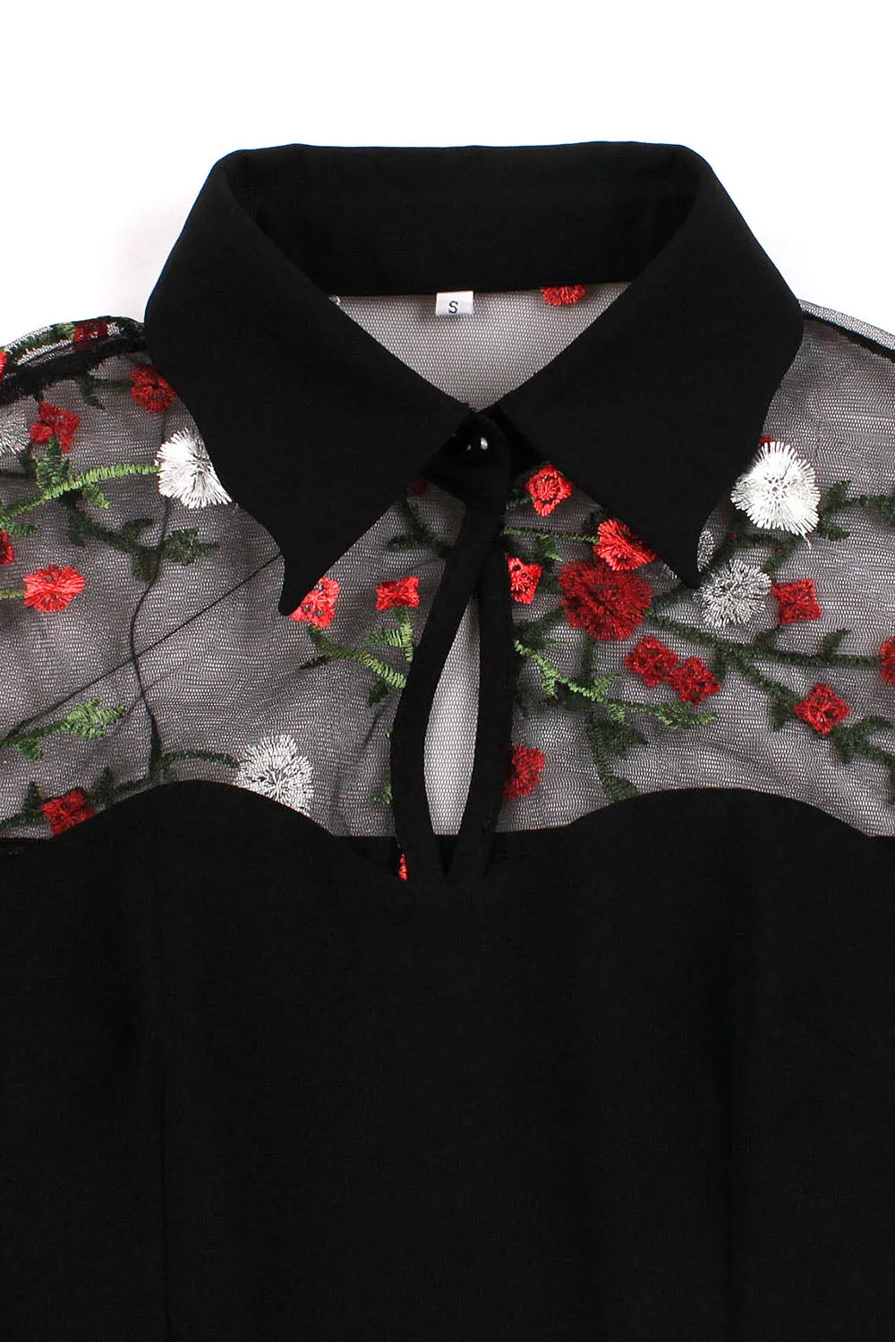 Black Long Sleeves Halloween Dress with Embroidery sold by Zapaka product image thumbnail 3