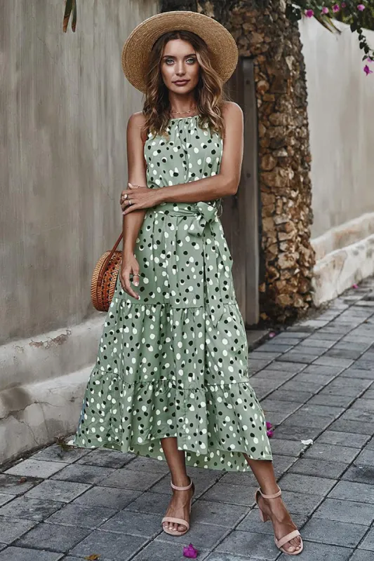 Pink Polka Dots Maxi Boho Dress sold by Zapaka