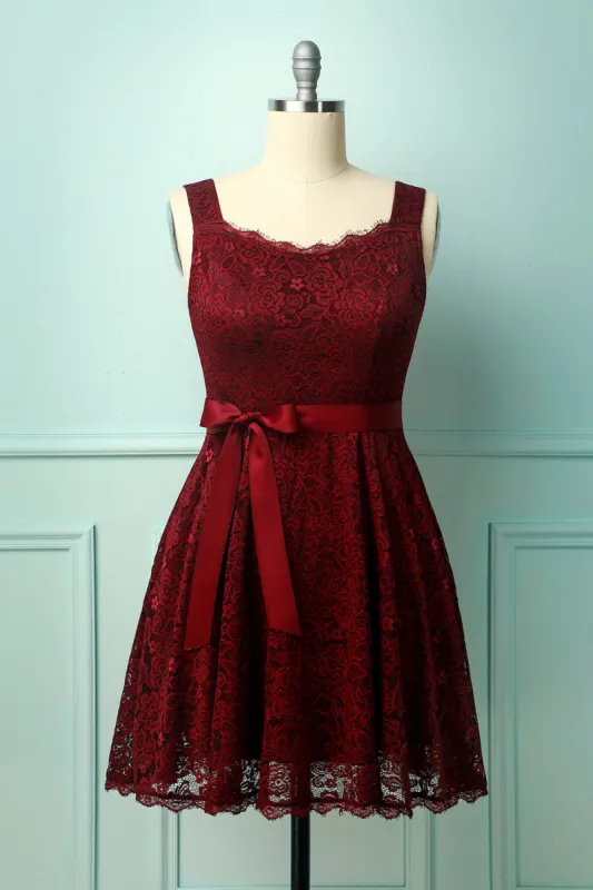 Burgundy Sleeveless Lace sold by Zapaka