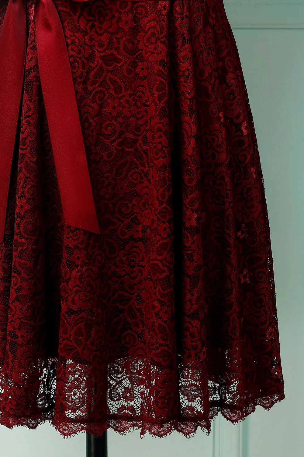 Burgundy Sleeveless Lace sold by Zapaka product image thumbnail 5