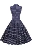 Navy V-Neck Polka Dots 1950s Swing Dress sold by Zapaka