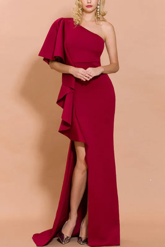 One Shoulder Evening Party Dress sold by Zapaka