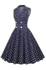 Navy V-Neck Polka Dots 1950s Swing Dress sold by Zapaka