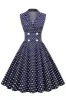 Navy V-Neck Polka Dots 1950s Swing Dress sold by Zapaka