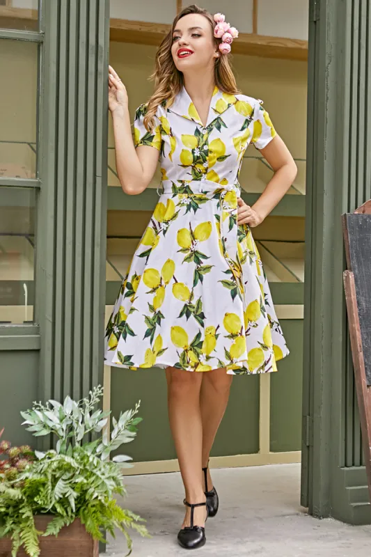 Vintage Lemon Print 1950s Swing Dress sold by Zapaka