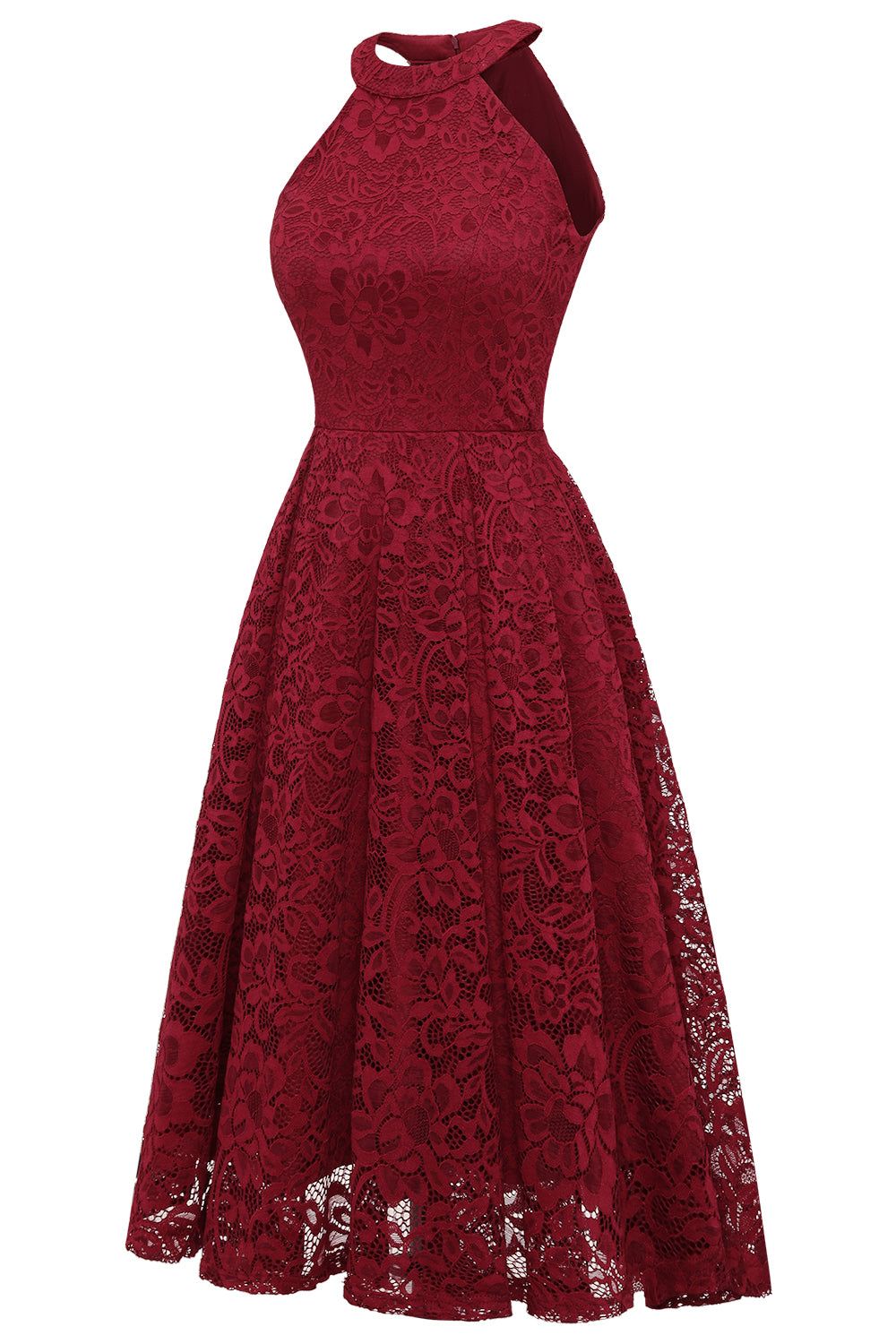 Dark Red Lace Party Dress sold by Zapaka product image thumbnail 5