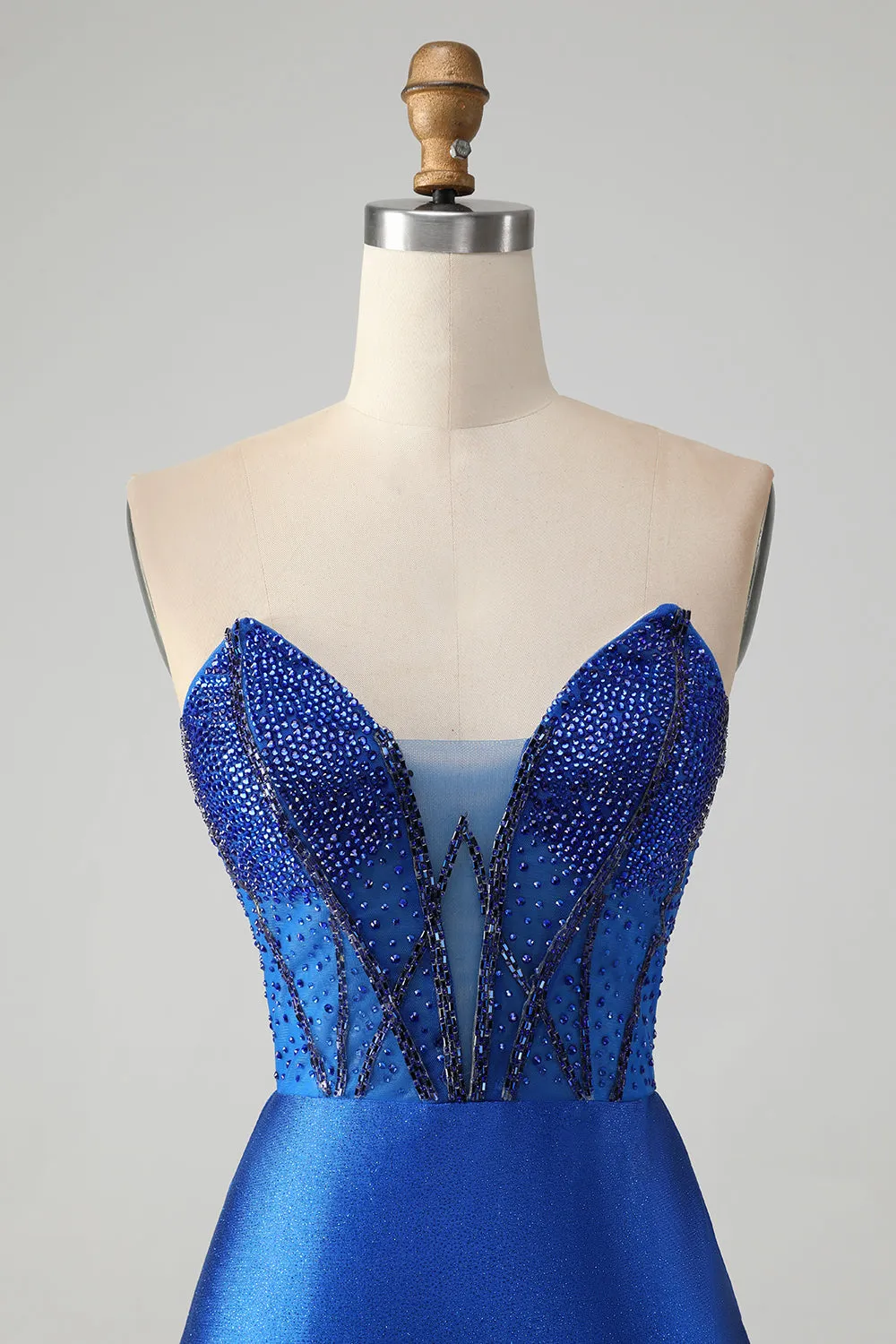 Sparkly Royal Blue Tight Strapless Short Homecoming Dress with Beading sold by Zapaka product image thumbnail 4
