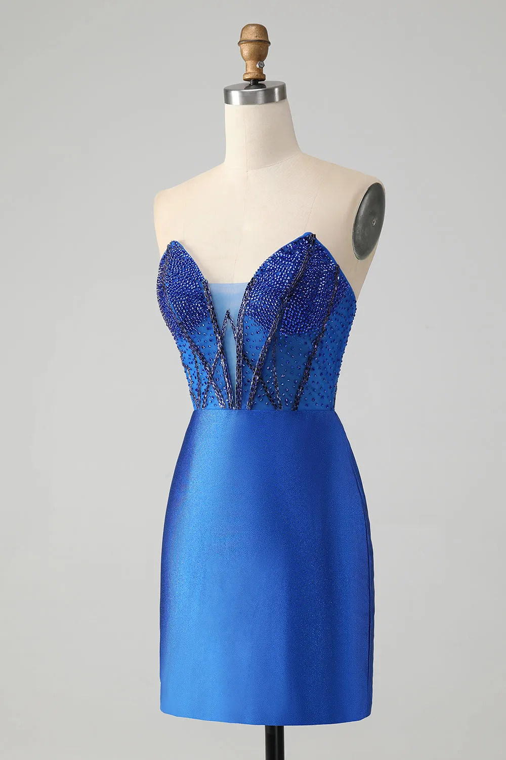 Sparkly Royal Blue Tight Strapless Short Homecoming Dress with Beading sold by Zapaka product image thumbnail 3