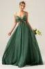 Eucalyptus Spaghetti Straps Hollow-out Long Bridesmaid Dress with Ruffles sold by Zapaka