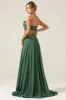 Eucalyptus Spaghetti Straps Hollow-out Long Bridesmaid Dress with Ruffles sold by Zapaka