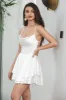 Cute Pink A Line Spaghetti Straps Lace-Up Back Short Graduation Dress sold by Zapaka