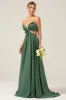 Eucalyptus Spaghetti Straps Hollow-out Long Bridesmaid Dress with Ruffles sold by Zapaka