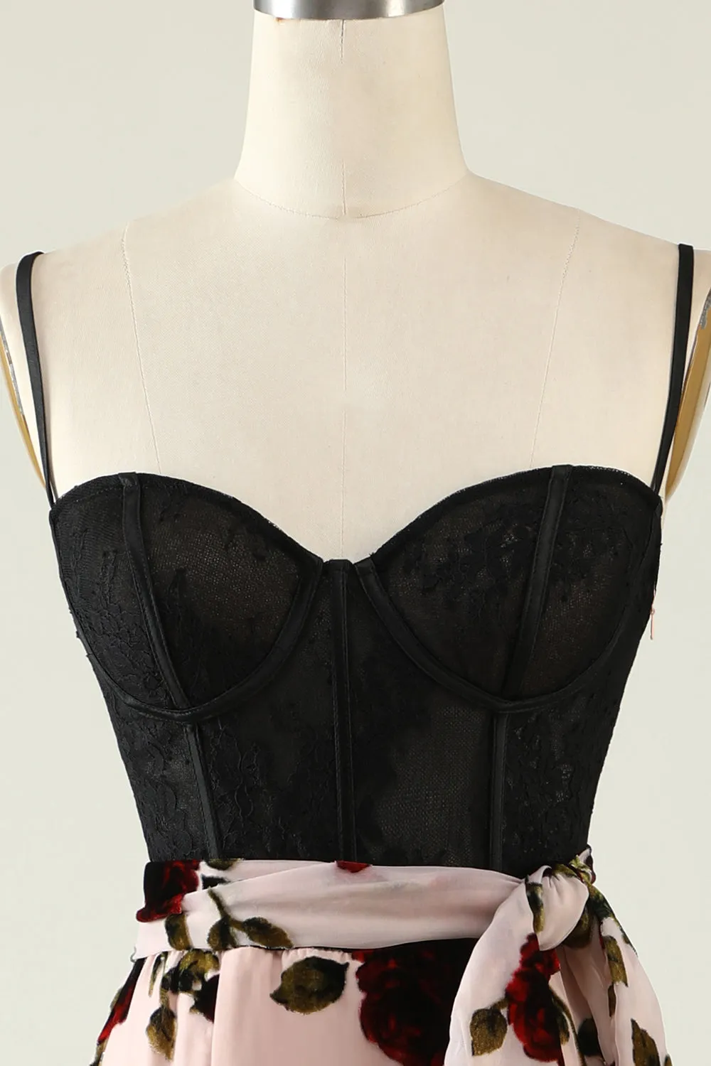 Floral Spaghetti Straps Wedding Guest Dress with Slit sold by Zapaka product image thumbnail 4