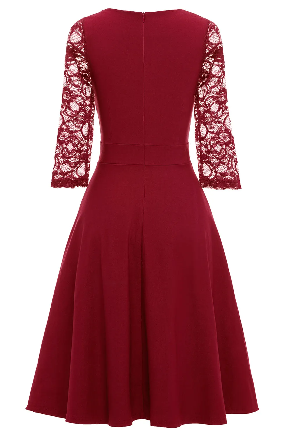 Burgundy Lace Dress with Long Sleeves sold by Zapaka product image thumbnail 2