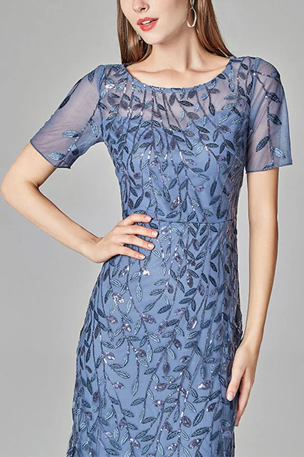 Mermaid Short Sleeves Blue Prom Dress sold by Zapaka product image thumbnail 3