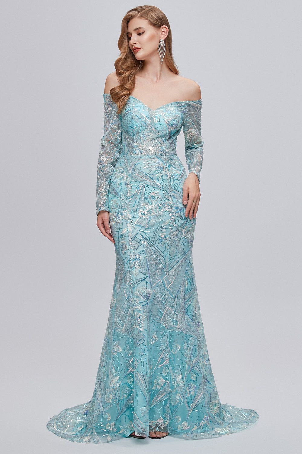 Sparkly Embroidery Mermaid Long Prom Dress sold by Zapaka