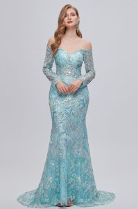 Sparkly Embroidery Mermaid Long Prom Dress sold by Zapaka