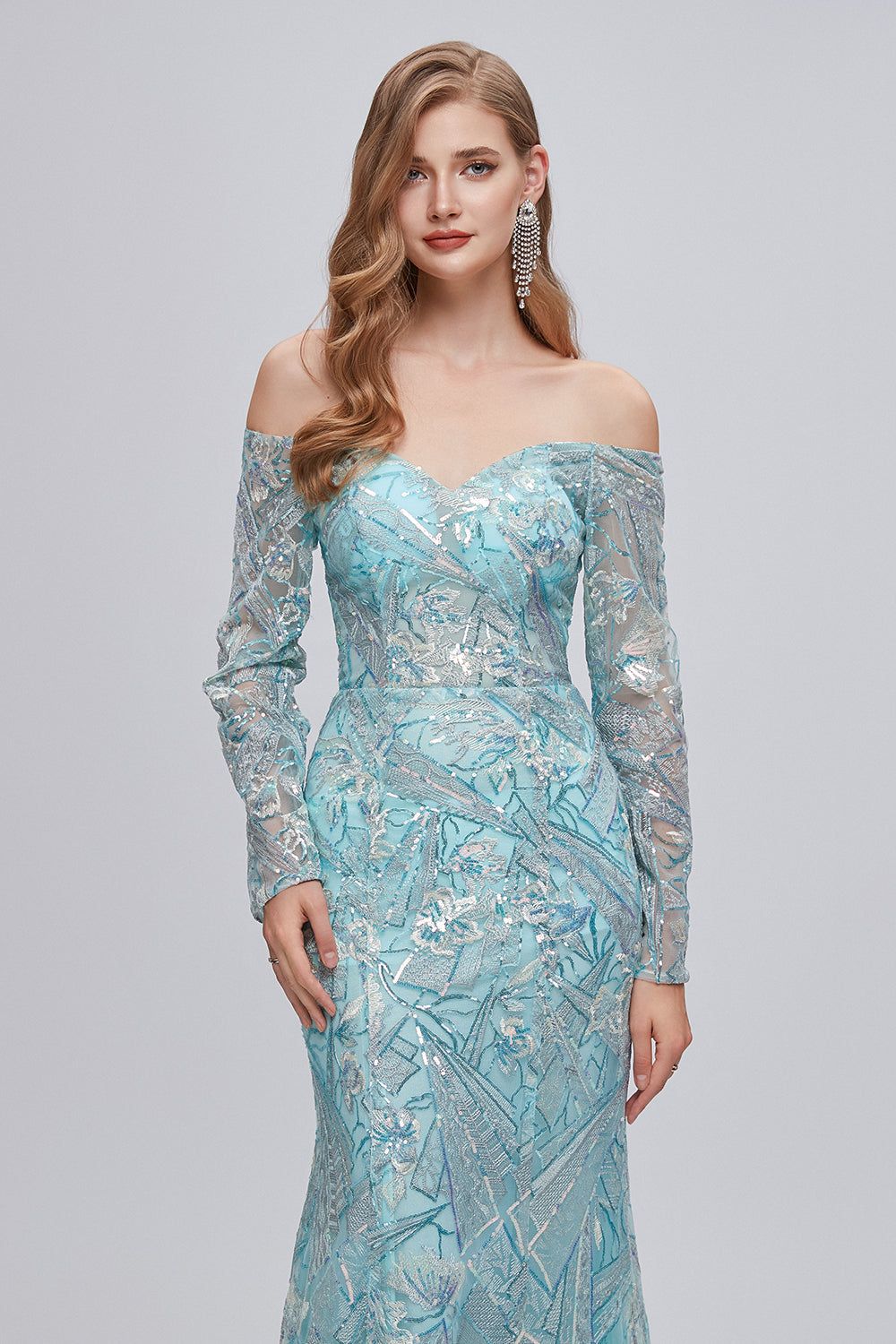 Sparkly Embroidery Mermaid Long Prom Dress sold by Zapaka product image thumbnail 5