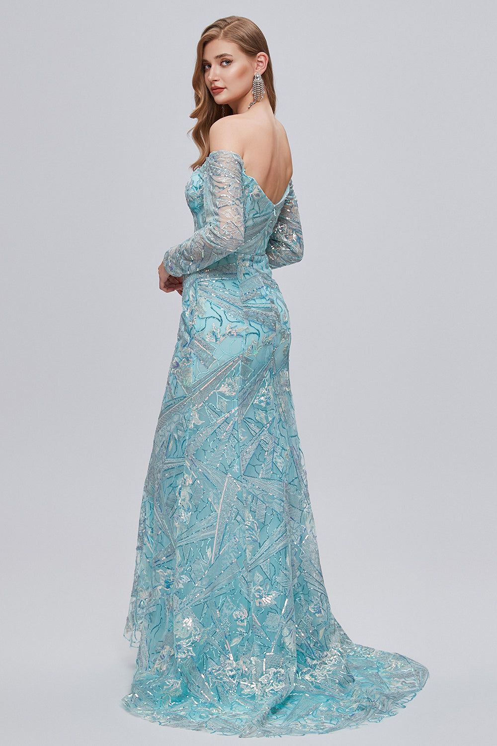 Sparkly Embroidery Mermaid Long Prom Dress sold by Zapaka product image thumbnail 6