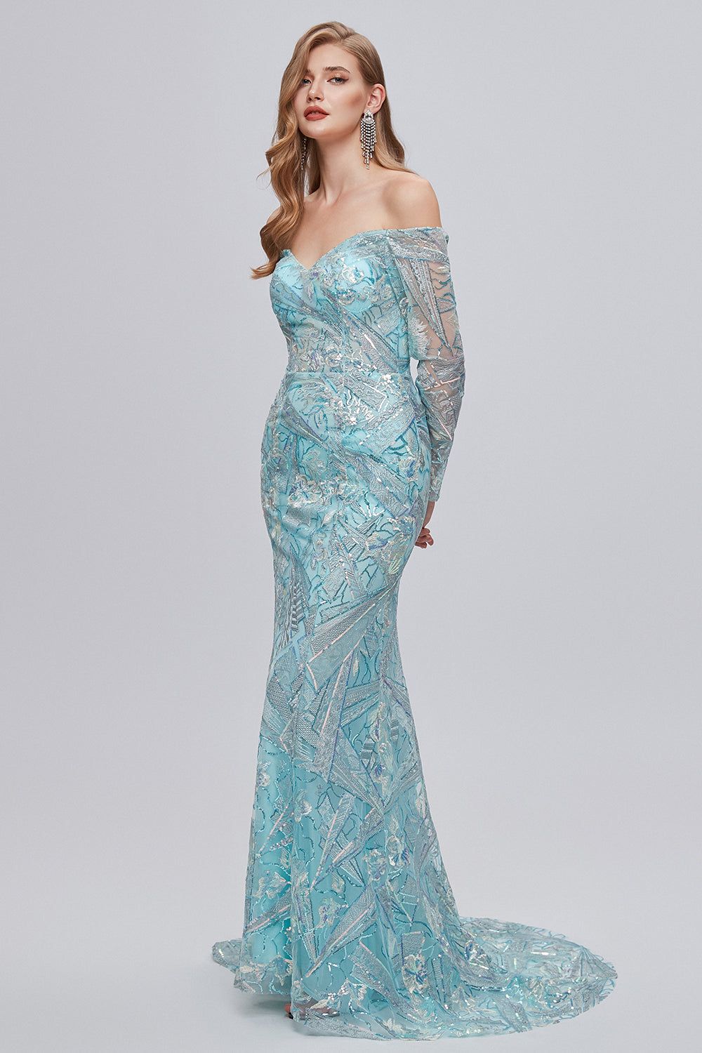 Sparkly Embroidery Mermaid Long Prom Dress sold by Zapaka product image thumbnail 3