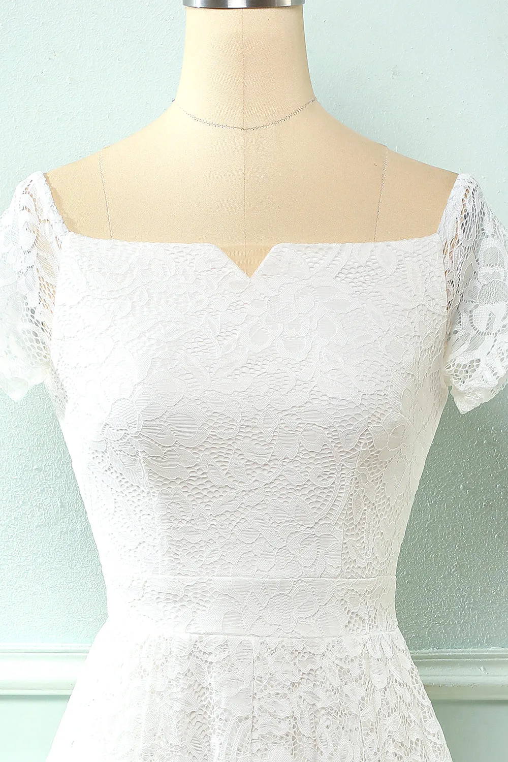 White Off the Shoulder Lace Party Dress sold by Zapaka product image thumbnail 3
