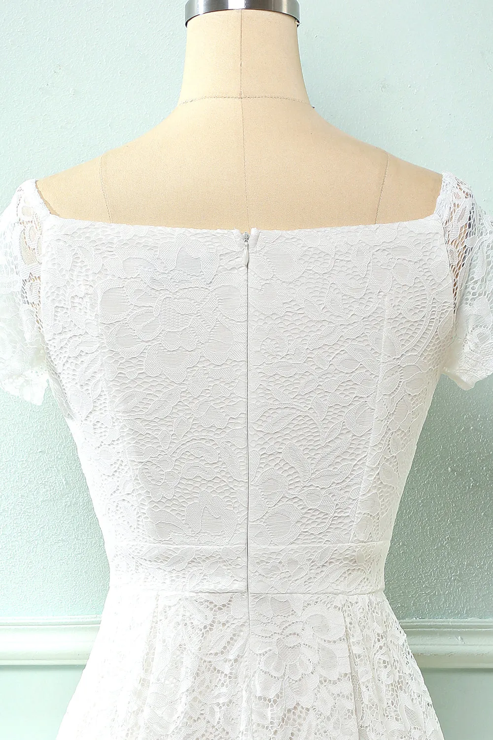 White Off the Shoulder Lace Party Dress sold by Zapaka product image thumbnail 4