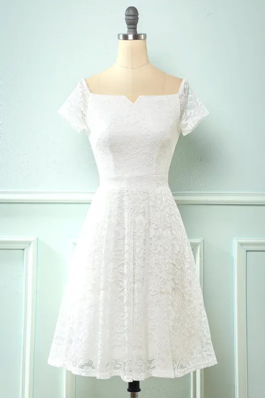 White Off the Shoulder Lace Party Dress sold by Zapaka