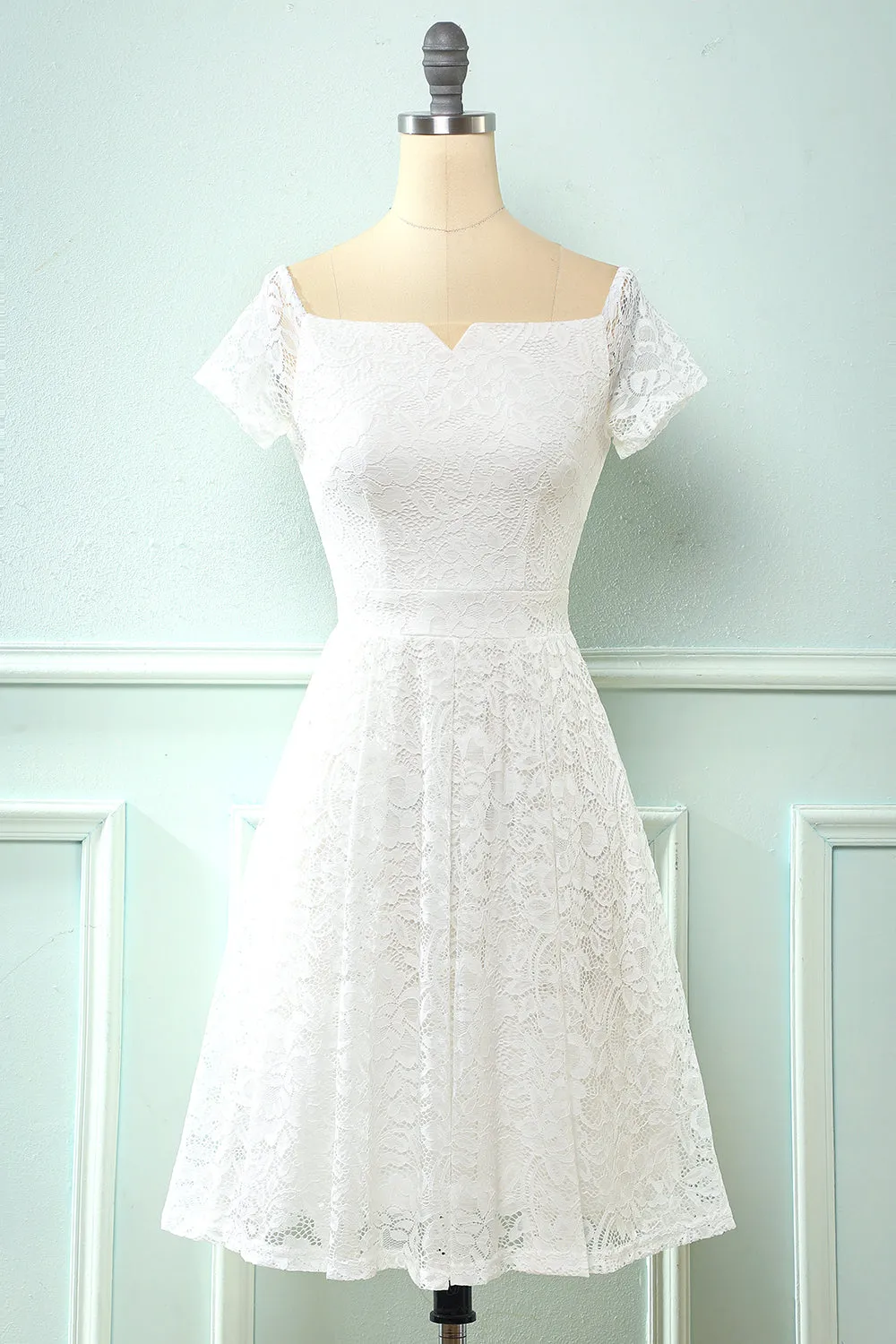 White Off the Shoulder Lace Party Dress sold by Zapaka