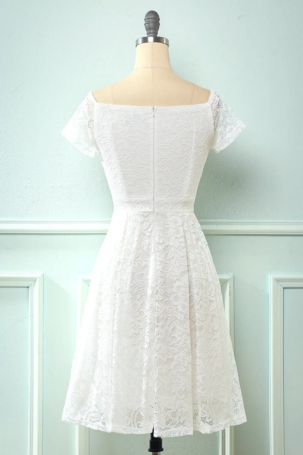 White Off the Shoulder Lace Party Dress sold by Zapaka product image thumbnail 2