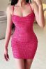 Halter Fuchsia Bodycon Lace Up Back Short Homecoming Dress sold by Zapaka