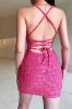 Halter Fuchsia Bodycon Lace Up Back Short Homecoming Dress sold by Zapaka