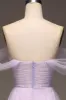 Lilac Off the Shoulder A Line Tulle Princess Prom Dress With Slit sold by Zapaka