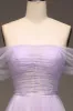 Lilac Off the Shoulder A Line Tulle Princess Prom Dress With Slit sold by Zapaka