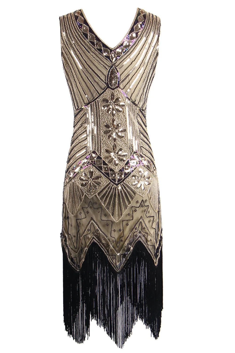 Gold Glitter Fringe 1920s Flapper Dress sold by Zapaka product image thumbnail 5