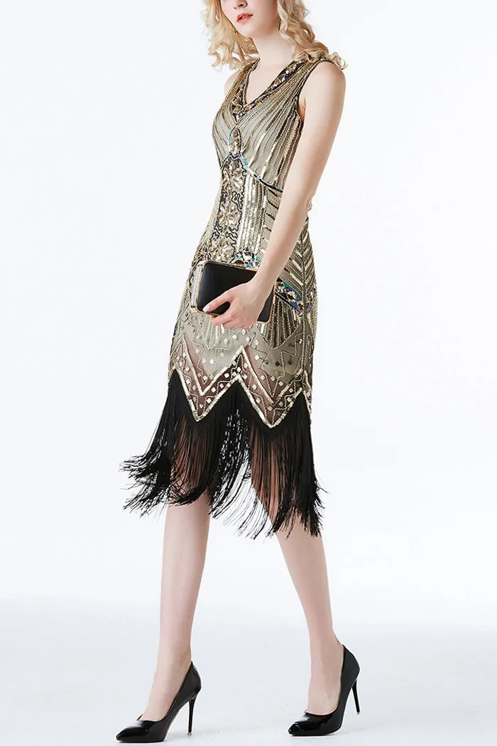 Gold Glitter Fringe 1920s Flapper Dress sold by Zapaka product image thumbnail 4