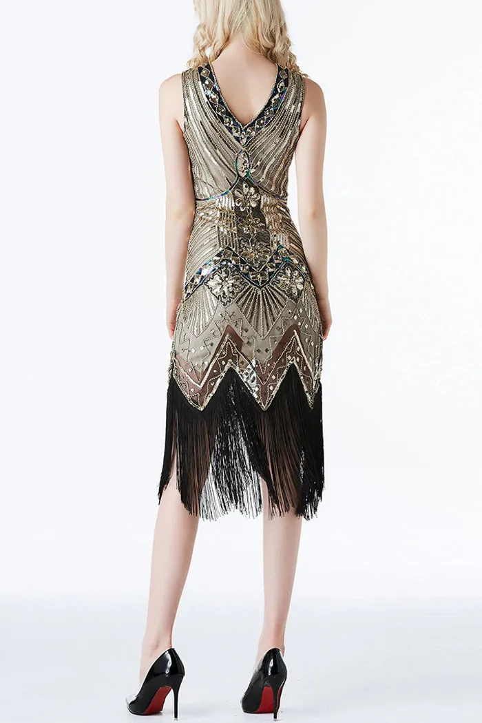 Gold Glitter Fringe 1920s Flapper Dress sold by Zapaka product image thumbnail 2