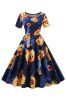 Halloween Short Sleeve Crew Neck Vintage Print Dress sold by Zapaka