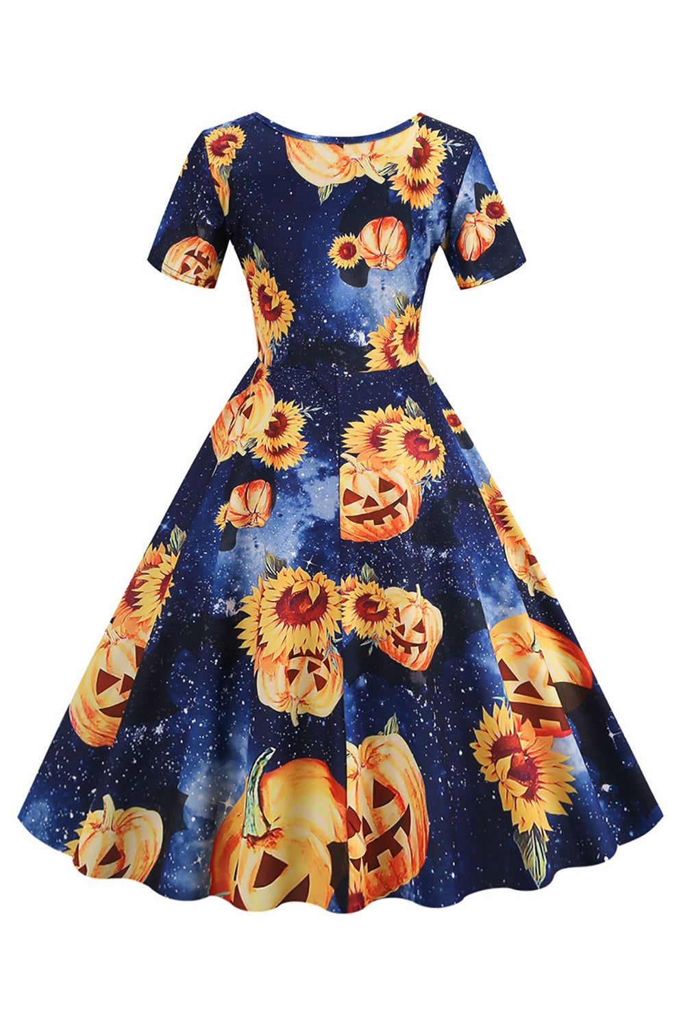 Halloween Short Sleeve Crew Neck Vintage Print Dress sold by Zapaka product image thumbnail 4