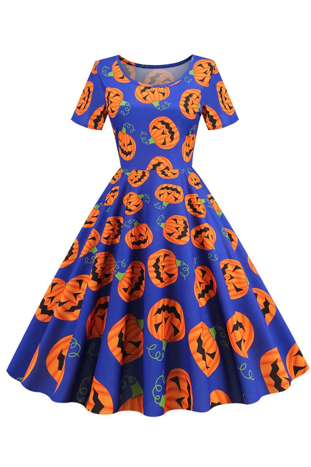 Halloween Short Sleeve Crew Neck Vintage Print Dress sold by Zapaka product image thumbnail 5