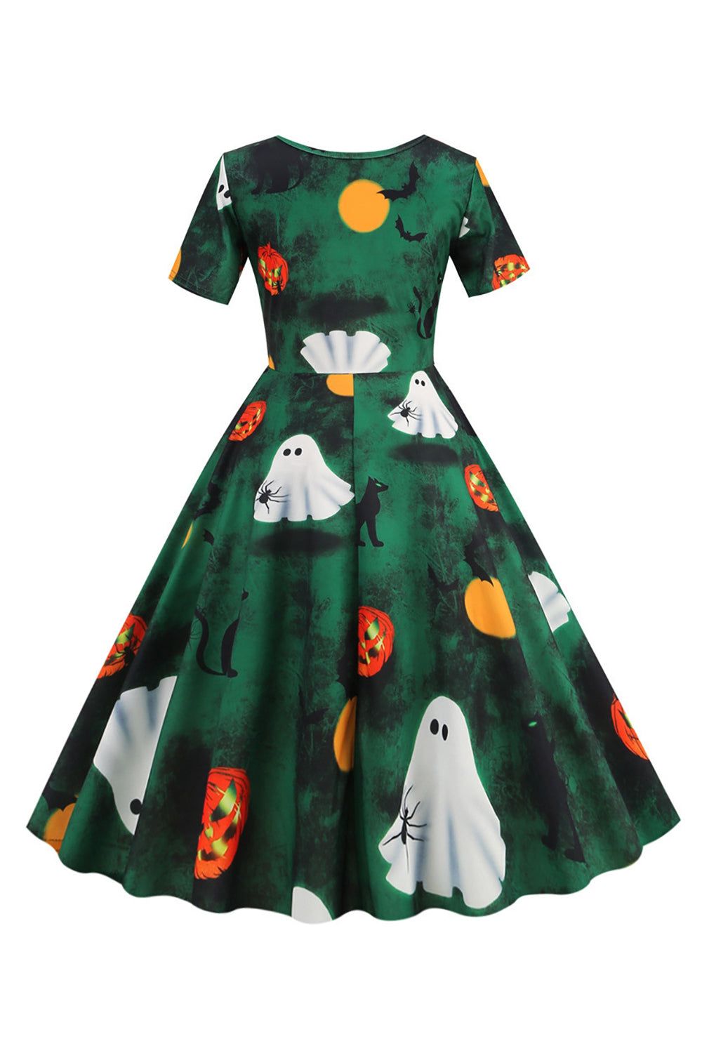 Halloween Short Sleeve Crew Neck Vintage Print Dress sold by Zapaka product image thumbnail 2
