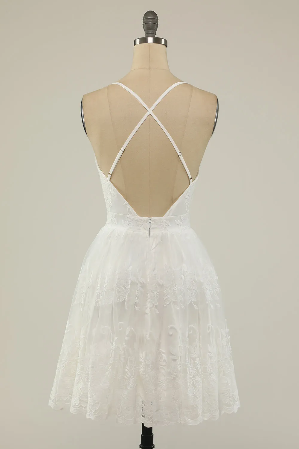 White Spaghetti Straps Short Prom Dress sold by Zapaka product image thumbnail 2