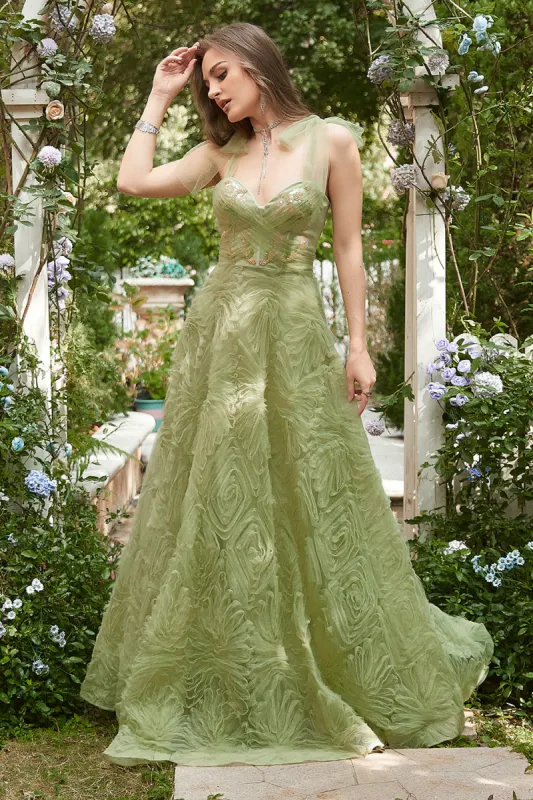 Light Green A-Line Long Prom Dress With Embroidery sold by Zapaka