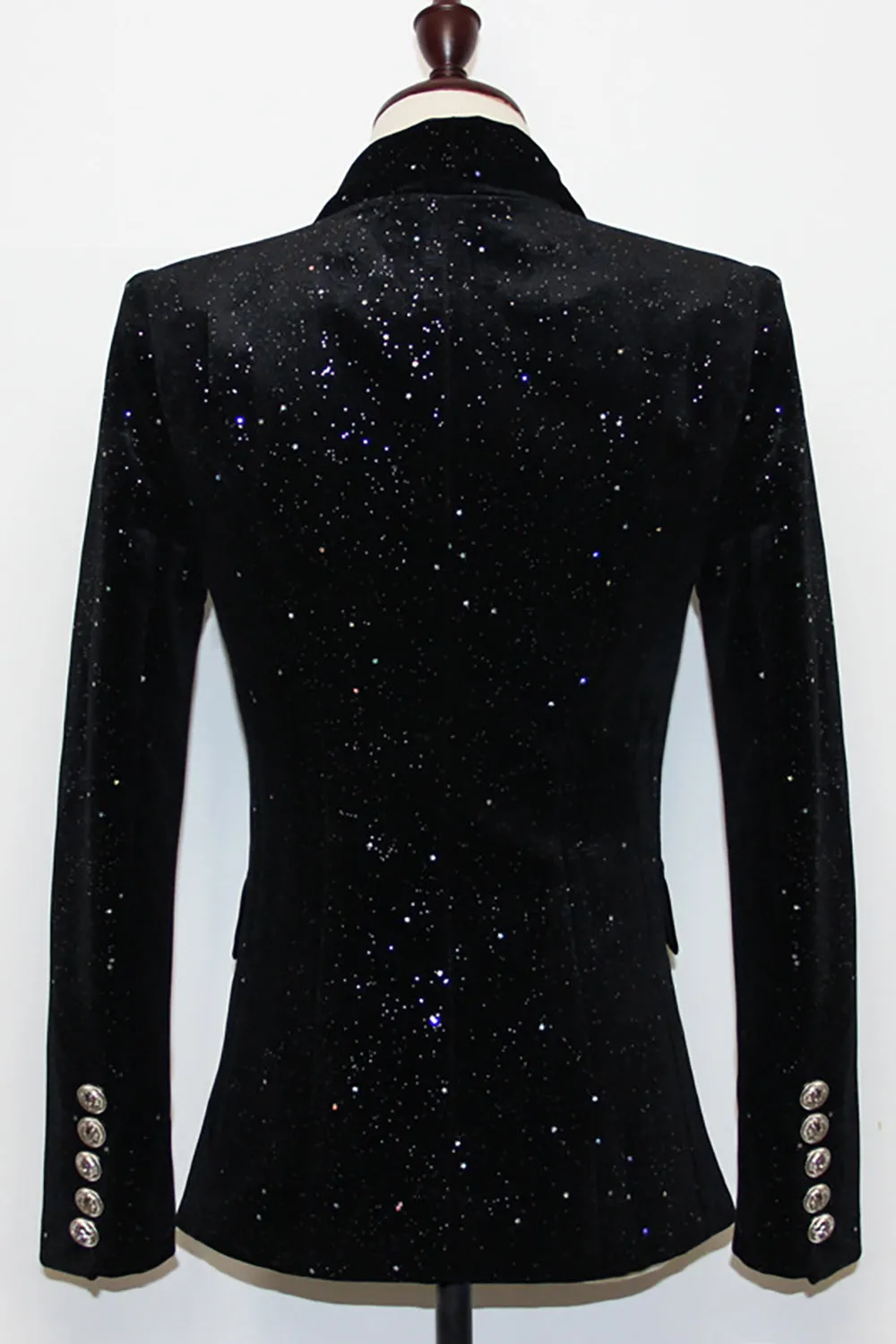 Sparkly Black Sequins Double Breasted Women Party Blazer sold by Zapaka product image thumbnail 2