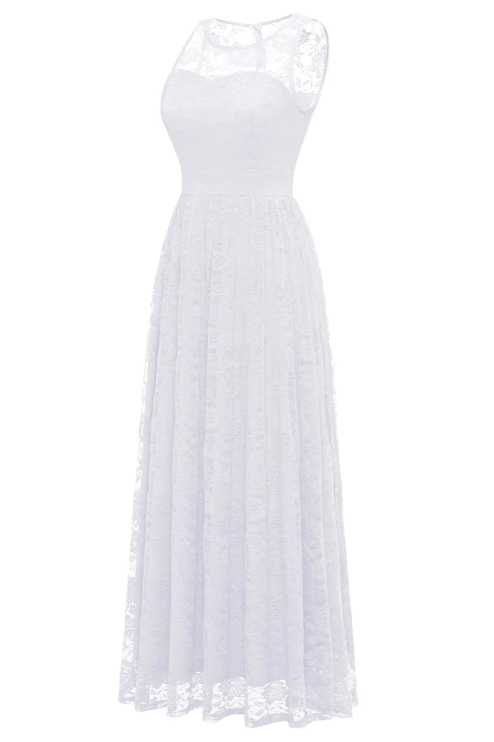 White Long Lace Formal Dress sold by Zapaka product image thumbnail 5